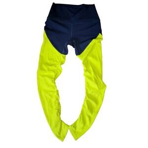 Zyia Colorblock size 2 leggings neon yellow and Gray